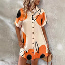 Floral Accented Women's Shirt Dress with Button Closure