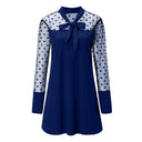 Chic Women's Chiffon Dress with Bow & Polka Dots