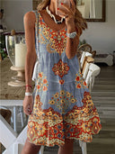 Adjustable Strap Women's Dress with Fun Print