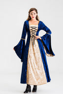 Vintage-Inspired Women's Costume with Flared Sleeves