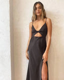 Chic Women's Long Dress with Stylish Neckline
