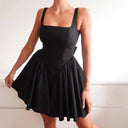 Chic Square Neckline Cocktail Dress with Flared Skirt