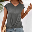 Chic Women's V-Neck T-Shirt with Lace Trim & Wrap Design