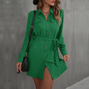 Stylish Women's Shirt Dress with Adjustable Belt and Button Detail