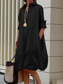 Chic Women's Shirt Dress with Wide Hem