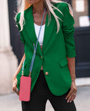 Chic Women's Blazer with Gold Buttons and Structured Fit