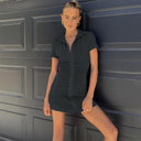 Stylish Short Sleeve Dress with Ruching and Button Accents