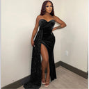 Women's Shimmering Satin Evening Dress with High Slit