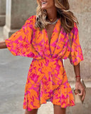 Animal Print Women's Wrap Dress with Statement Sleeves