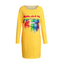 Trendy Women's Long Sleeve Graphic Dress with Pockets