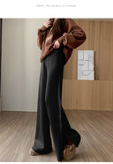 Chic Knit Trousers with Decorative Button Accents