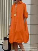 Chic Women's Shirt Dress with Convenient Pockets