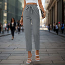 High-Waisted Chino Pants with Drawstring for Women