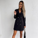 Chic Double-Knee Blazer with Lace Accents