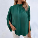 Chic Women's Chiffon Tunic with Stand-Up Collar