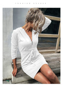 Women's Stylish Hooded Dress with Zipper and Adjustable Waist
