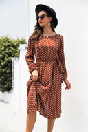 Polka Dot Women’s Dress with Stretch Waist