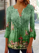 Floral Long Sleeve Women's Blouse