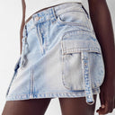Denim Cargo Skirt with Ample Pockets for Women