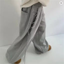 Chic Women's Wide Leg Drawstring Pants with Side Pockets