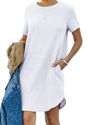 Round Neckline Women's Pocketed Dress