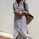 Chic Women's Shirt Dress with Waist Belt and Side Slits