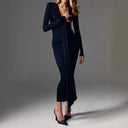 Chic Long Sleeve Maxi Dress with Knot Detail