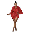 Sparkling Kaftan Dress with V-Neck & Flowing Sleeves