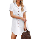 Chic Women's Shirt Dress with Button Accents and Patch Pocket