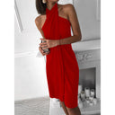 Chic Women's Halter Dress with Flowing Drapes