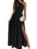 Chic Asymmetric Neckline Evening Dress with Side Slit