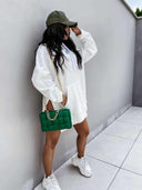 Chic Women's Hooded Dress with Pockets and Side Slits