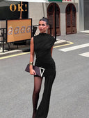 Women's Asymmetrical Mini Dress with Chic Drapé Design