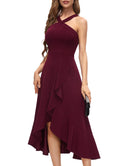 Asymmetrical Long Evening Dress with Draping