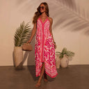Chic Women's Maxi Dress with Deep V-Neck Design