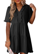 Ruffled V-Neck Women's Dress for Everyday Style