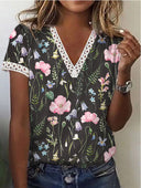 Stylish Women's V-Neck Print Tee