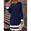 Chic Women's Dress with Contrasting Cuffs and Hem