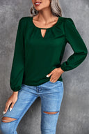 Chic V-Neck Blouse with Puff Sleeves