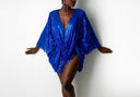 Sparkling Kaftan Dress with V-Neck & Flowing Sleeves