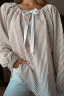 Chic Women's Blouse with Puff Sleeves & Tie Detail