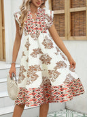 Floral V-Neck Women's Blouse Dress