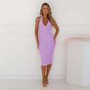 Stylish Women's Midi Dress with Deep V-Neck & Halter Twist
