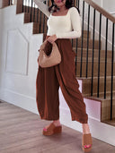 Women's High-Waisted Chino Pants with Side Pockets