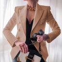 Chic Women's Double-Breasted Blazer with Stylish Accents