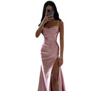 Chic Maxi Dress with High Slit and Draped Design