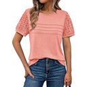 Chic Women's T-Shirt with Crochet Sleeves