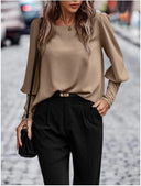 Textured Puff Sleeve Women's Blouse