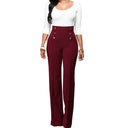 Chic High-Waist Women's Pants with Decorative Buttons
