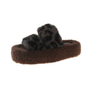 Cozy Plush Women's Slippers with Leopard Accents